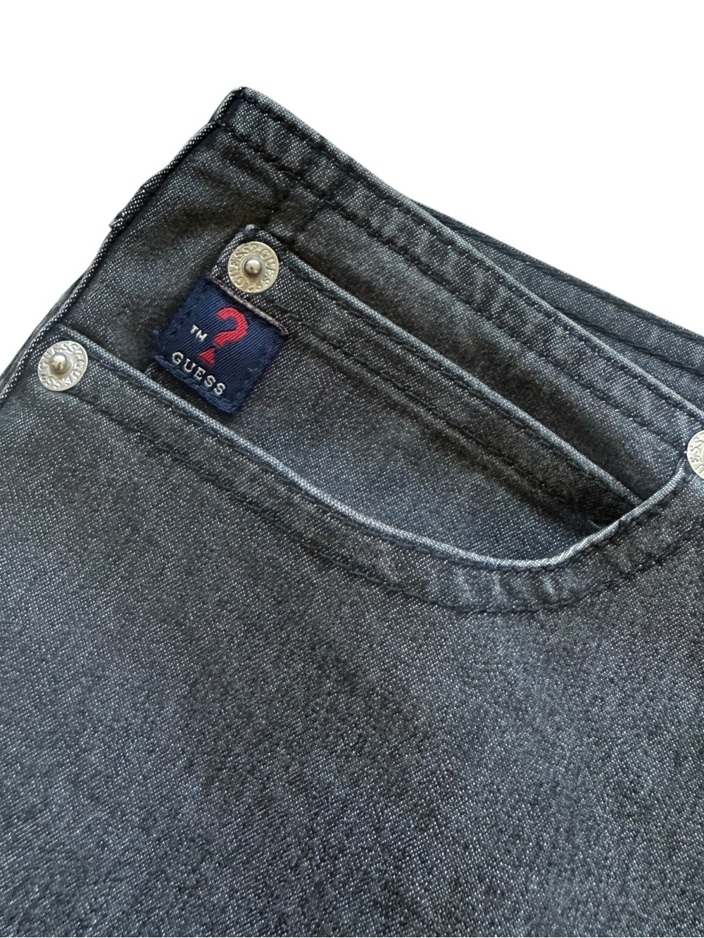 Guess Jeans Black Wash Flare Bootcut Stretch Denim Jeans 31 Y2K Low Rise Retro - Picture 3 of 13